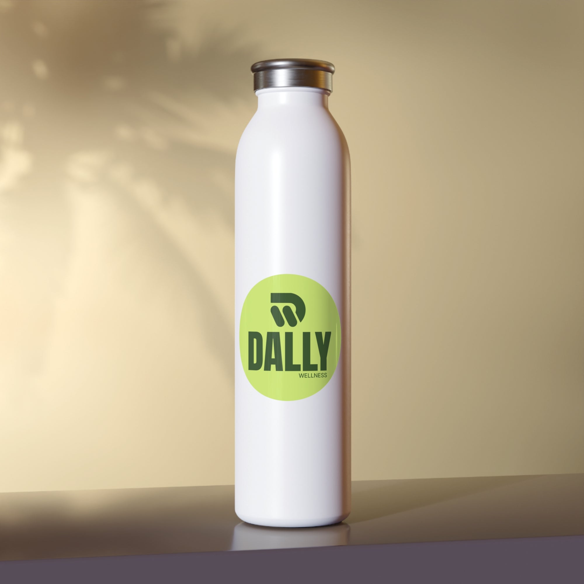 Green Logo Slim Water Bottle, Stylish Hydration Bottle for Fitness, Gym, Yoga and Travel